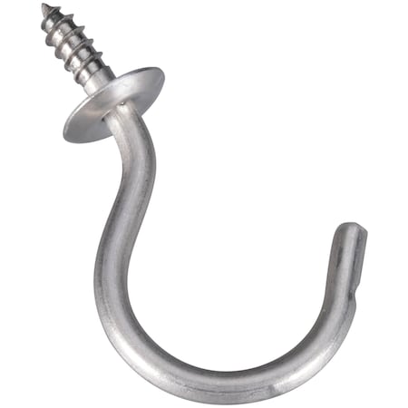 National Hardware National Hardware 1.5 in. L Silver Stainless Steel Cup Hook 15 lb. cap. 2 pk N348-458
